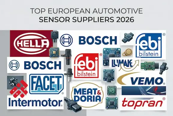 A collage of logos from top European automotive sensor suppliers